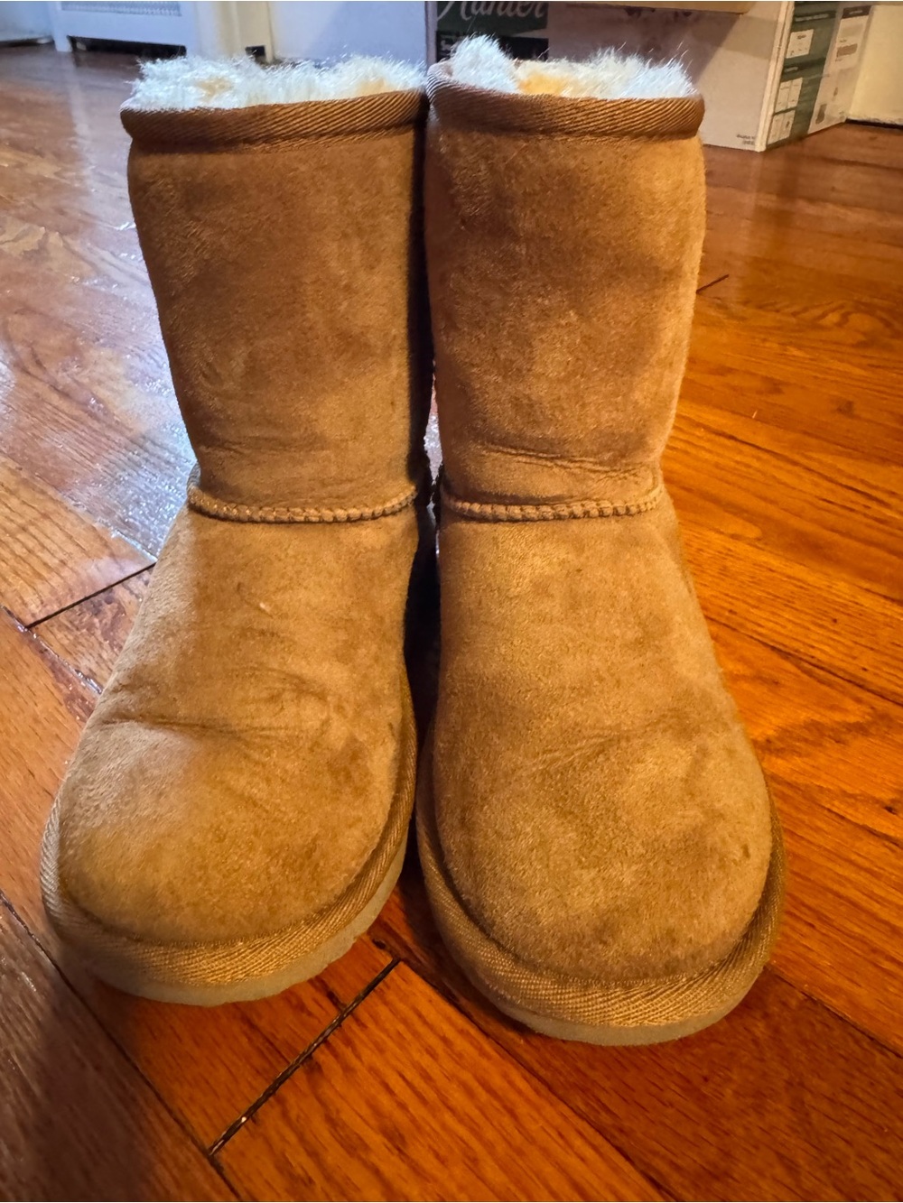 UGG Kids Chestnut Brown Suede Shearling Boots
